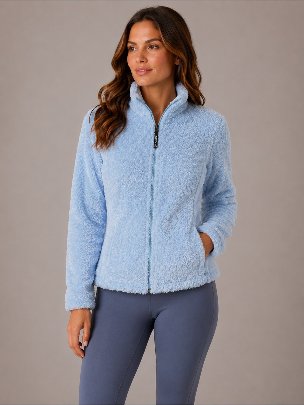 AVALANCHE Performance Wear Light Blue Plush Zip Front Teddy Sm Jacket Polartec